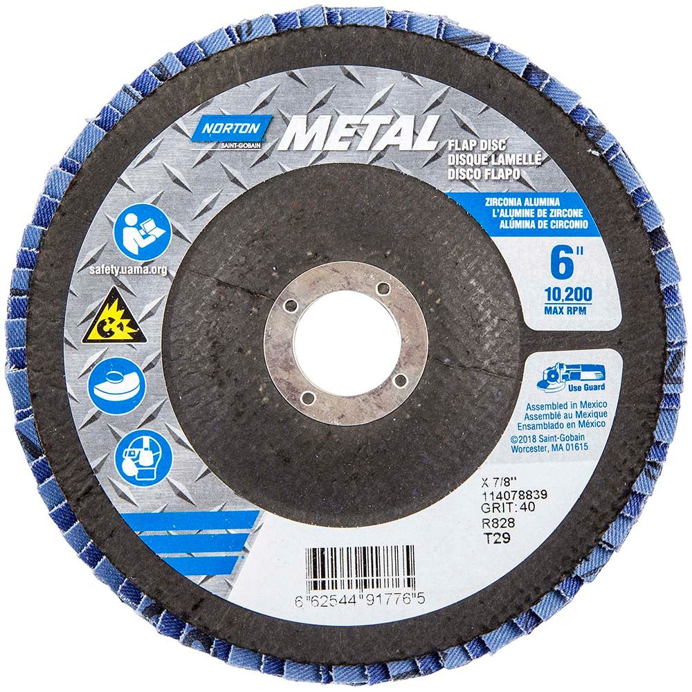 NORTON Norton 66254491776 Flap Disc 6 in 40 Grit Type 29 Zirconia