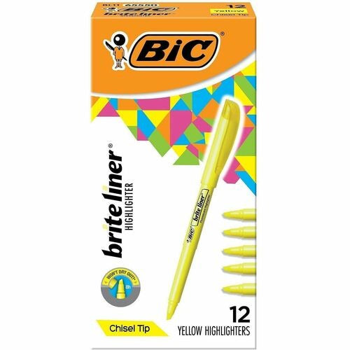 BIC Bic BICBL11YW Brite Liner Yellow Highlighter 12 Pack