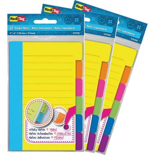 REDI-TAG Redi-tag RTG10245 Ruled Sticky Tabbed Notes Pack of 3
