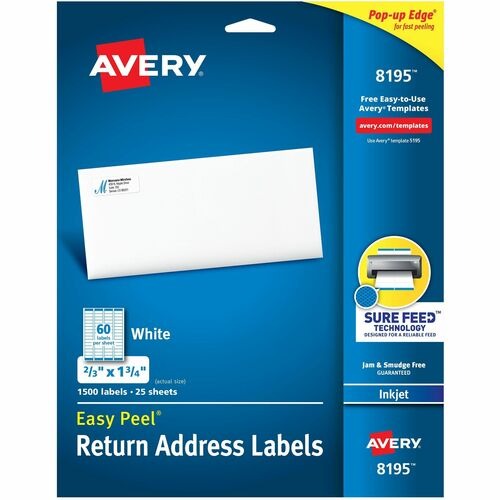 AVERY Avery AVE8195 Inkjet Return Address Labels 1500 Pack