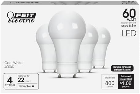 FEIT ELECTRIC Feit Electric OM60DM/940CA/GU24/4 A19 Dimmable LED Light Bulb 8.8W (4-Pack) 60W Replacement