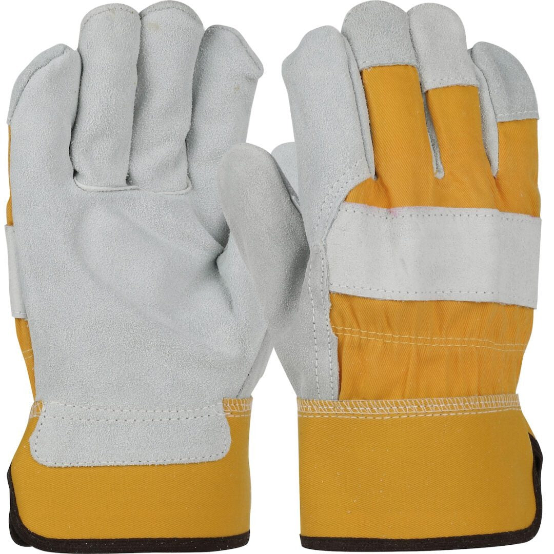 PIP Pip 500Y/S Superior Grade Split Cowhide Leather Palm Glove with Canvas Back Rubberized Safety Cuff (Small)