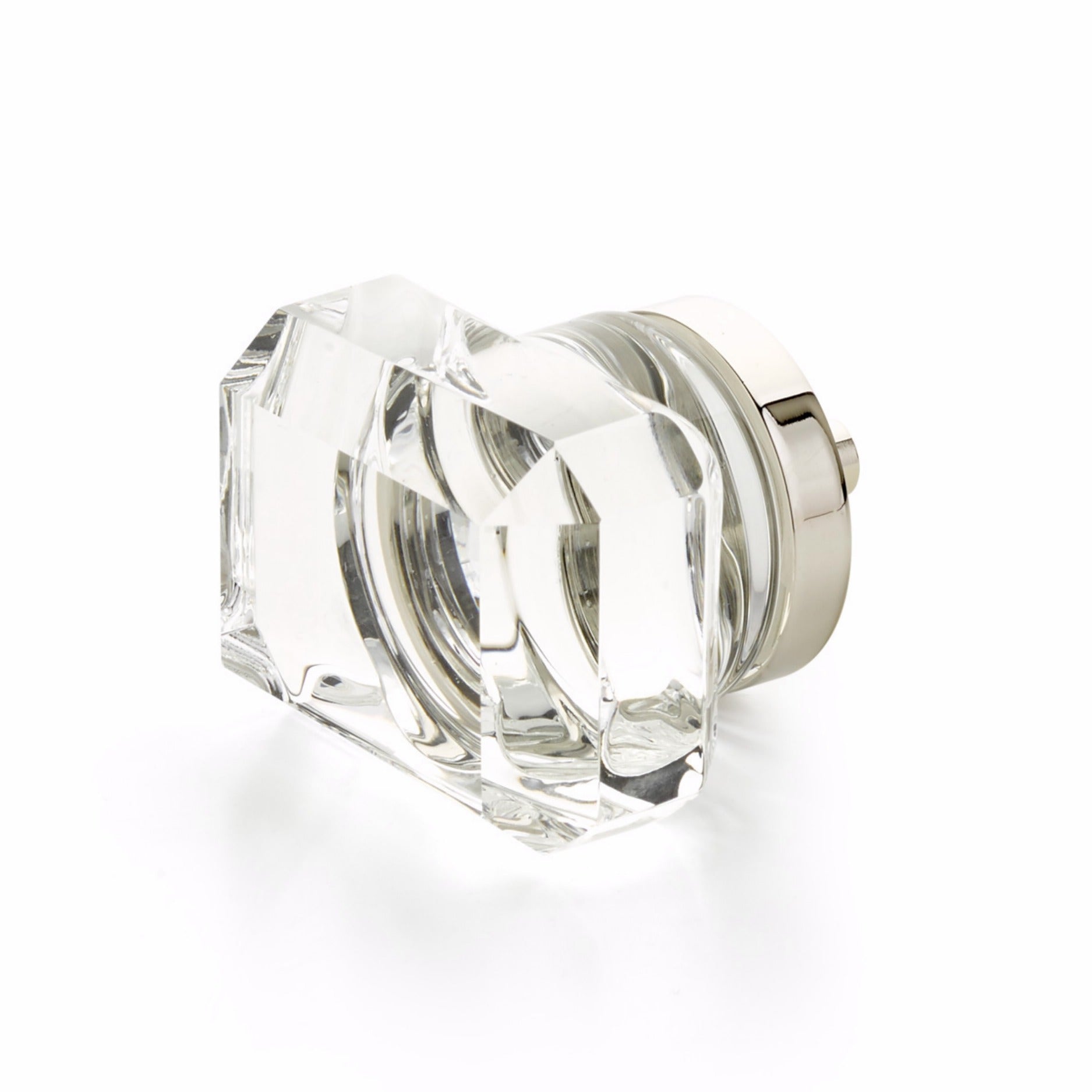 SCHAUB Schaub 52-PN Rectangular Glass Cabinet Knob Polished Nickel
