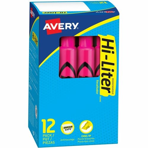 AVERY Avery AVE24010 Fluorescent Pink Highlighter Dozen 12