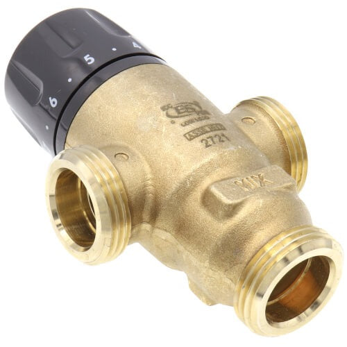 CALEFFI Caleffi 521507A MixCal 3-Way Adjustable Thermostatic Pressure Balanced Mixing Valve 3/4 inches PEX Crimp