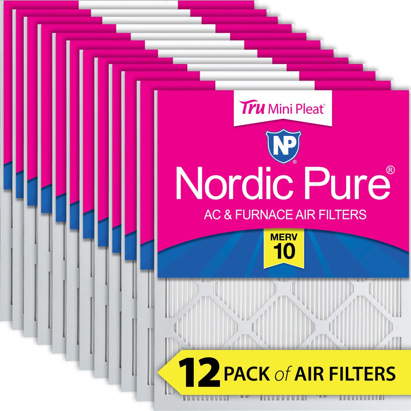 NORDIC PURE Nordic Pure 10x24x1M10MiniPleat-12 Merv 10 Air Filter 12 Pack
