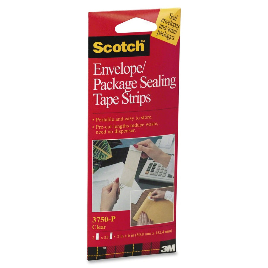 3M 3M MMM3750P2CR Scotch Envelope/Package Sealing Tape Strips (2 x 6, 2 Pack) 3750P-2CR