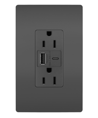 Legrand R26USBACBK P&S RADIANT 3.1 HYB A/C USB+15A DUP BK