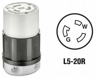 LEVITON Leviton R61-02313-0BX Locking Connector 20A 125V L5-20R