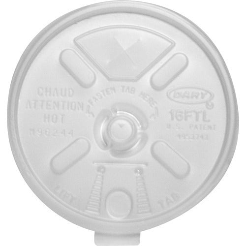 DART Dart Container Corp DCC16FTLS Foam Cup Lid 12-24 Oz 10ct