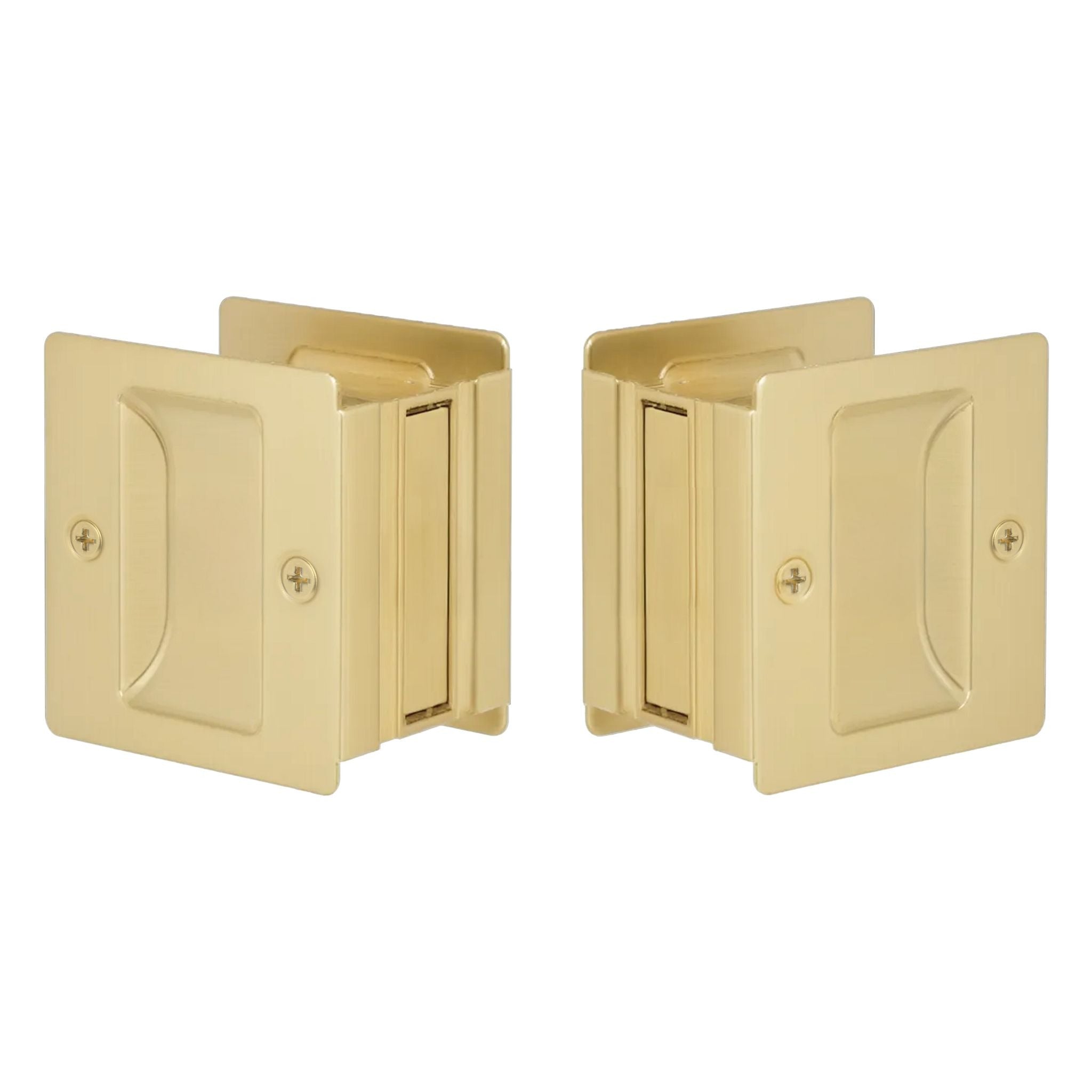 EMTEK Emtek EEPDSQU64SB Square Pocket Door Lock Satin Brass