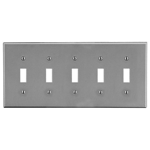 HUBBELL Hubbell Premise Wiring P5GY 5-gang Toggle Wallplate Gray