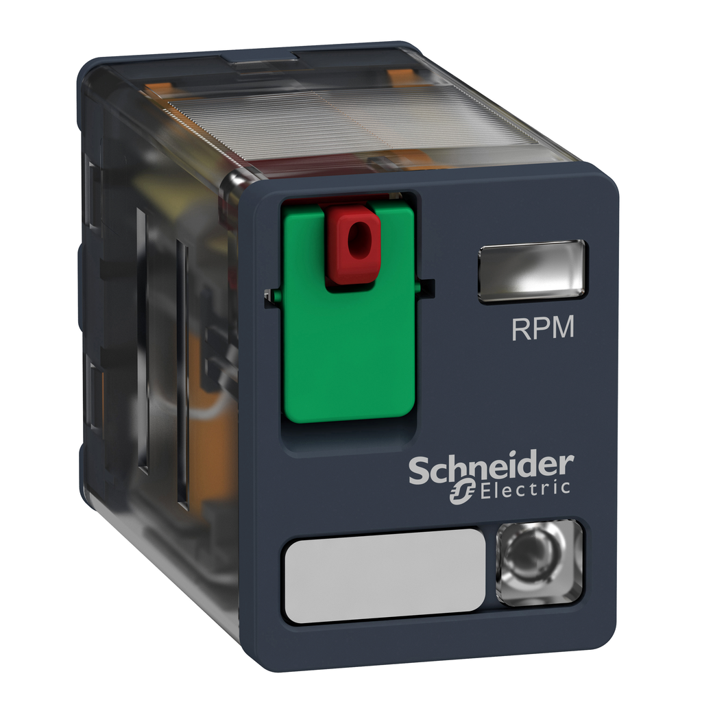 Schneider Electric RPM22F7 Square D 120 VAC 15 Amp 2NO 2NC Din Rail/Panel Mount Plug-In Relay