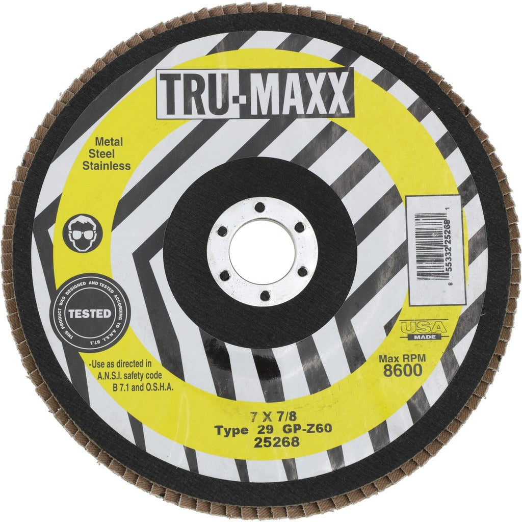 TRU-MAXX Tru-maxx 66254443434 Flap Disc 60 Grit Type 29 7 Inch