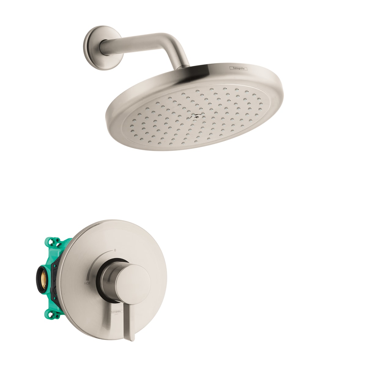 Hansgrohe 04909820 Croma Pressure Balance Shower Set with Rough, 2.0 GPM in Brushed Nickel