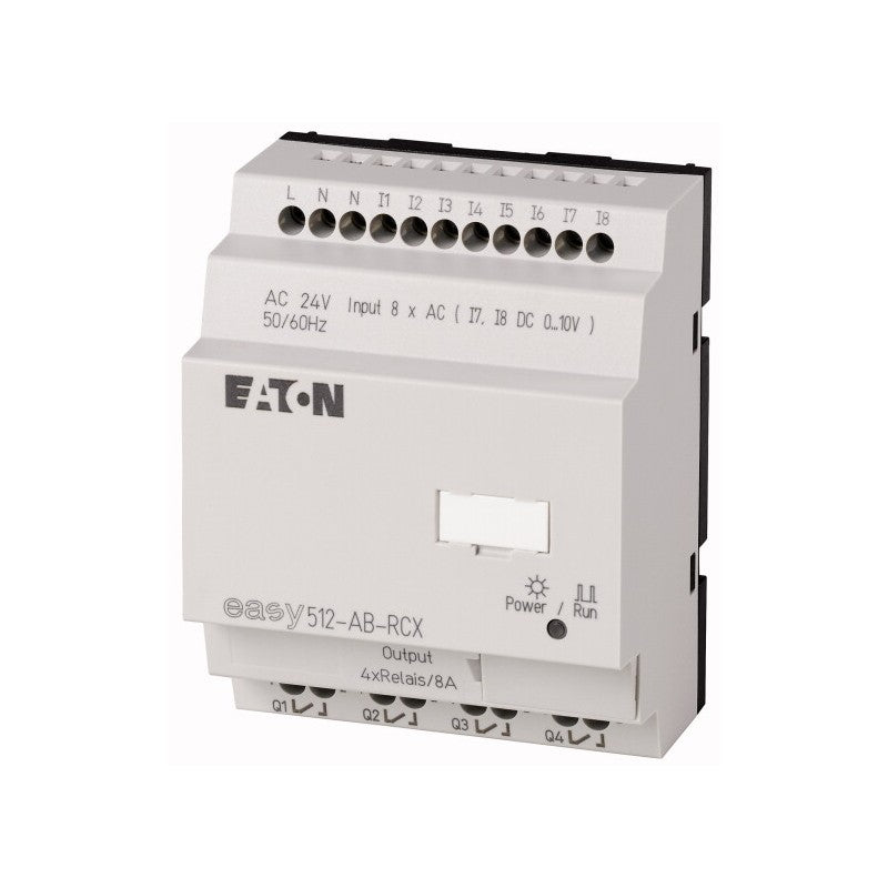 Eaton EASY512-AB-RCX easy Programmable Relays Control Rel Relay Includes Clock 24 Vac 8 Digital Input 4 Relay Output