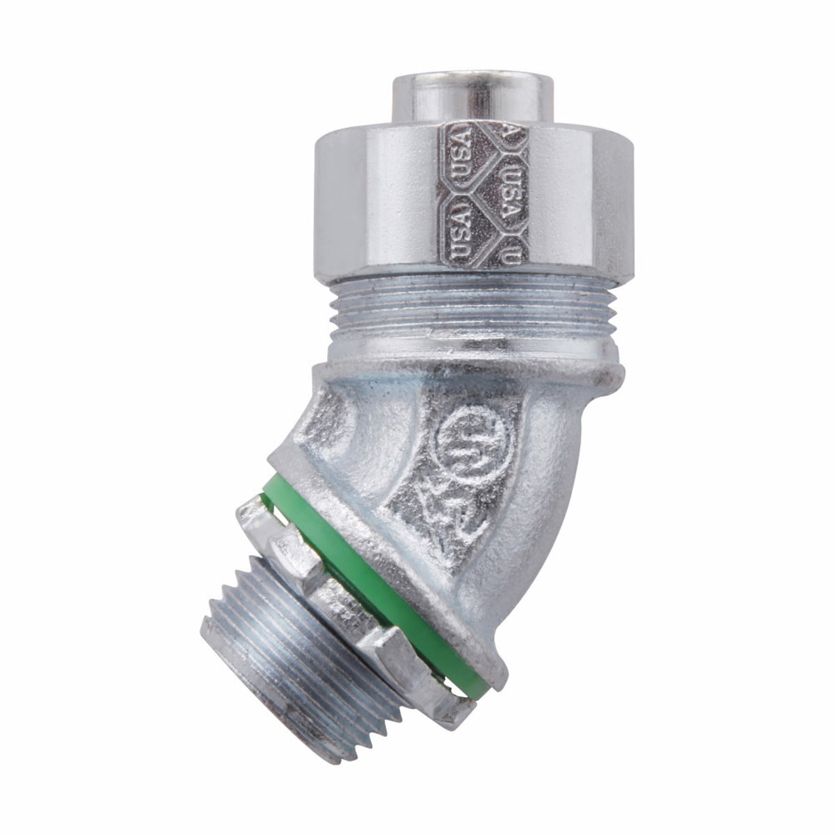 Eaton LTK5045 Eaton Crouse-Hinds Series LTK Liquidtight Connector FMC 45 Angle Non-Insulated Malleable Iron Low Profile 1/2