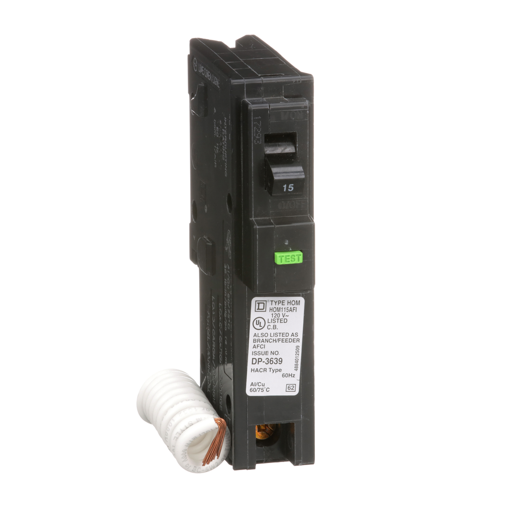 Square D HOM115AFI Miniature Circuit Breaker 15 Amp 120 Volt