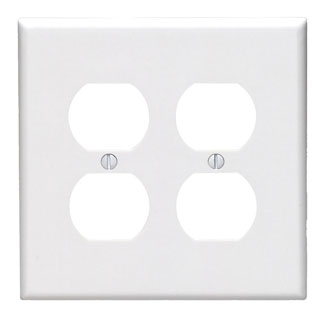 Leviton 80516-W 2-Gang Duplex Receptacle Wallplate Midway Size White