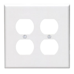 Leviton 80516-W 2-Gang Duplex Receptacle Wallplate Midway Size White