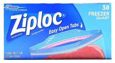 SC JOHNSON Sc Johnson 381 Ziploc Freezer Bags 38 Count Quart
