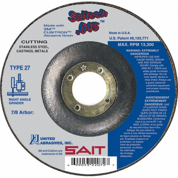 SAIT Sait 22073 Type 27 Depressed Center Wheel 5in Ceramic