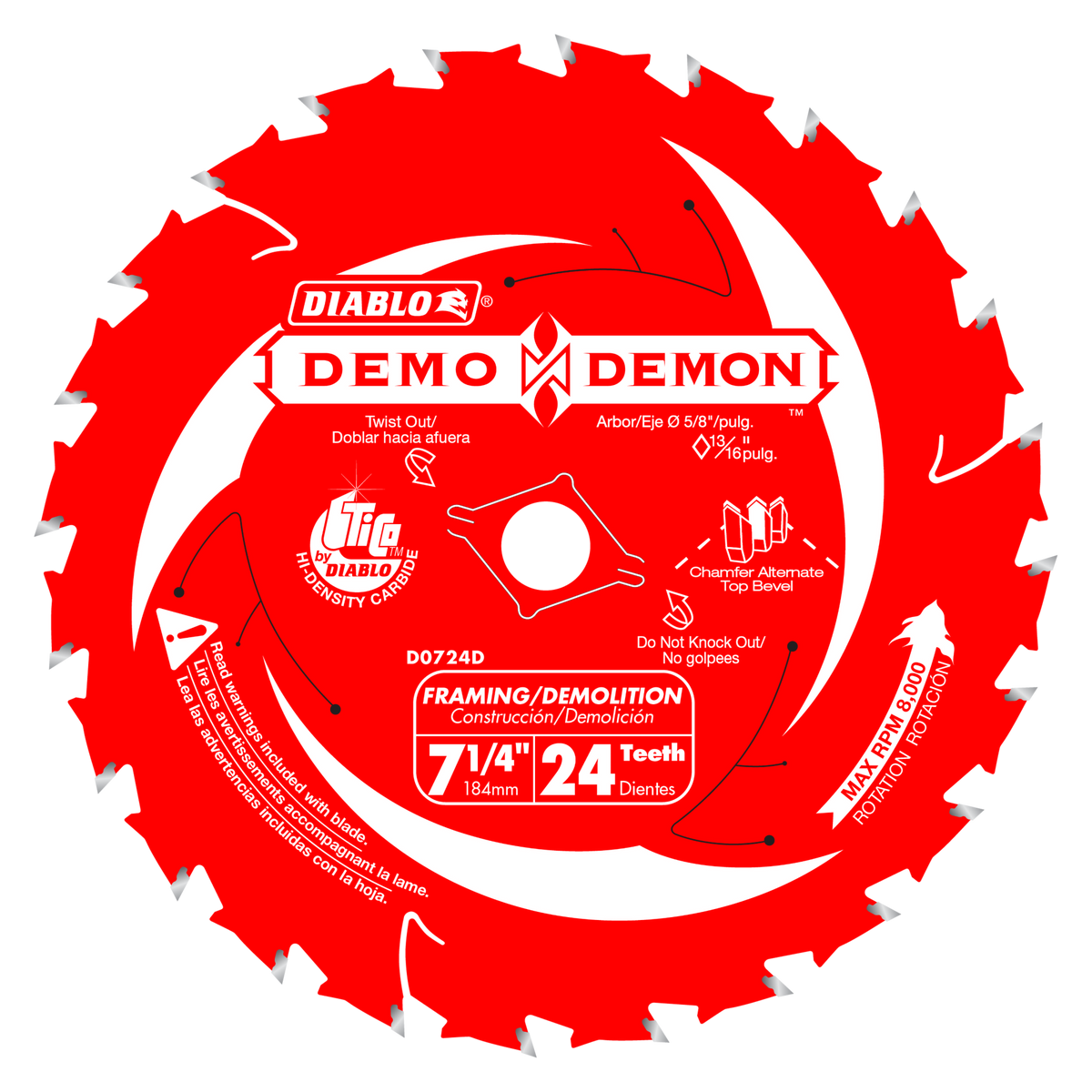 Diablo D0724DA 7-1/4 in. 24-Tooth Demo Demon Framing/Demolition Saw Blade