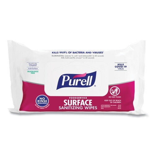 GOJO Gojo GOJ937112CT Purell Foodservice Surface Sanitizing Wipes 72-Pack CT