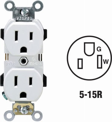 LEVITON Leviton Mfg Co R72-05252-0WS Duplex Outlet 15A 125V Nema 5-15R