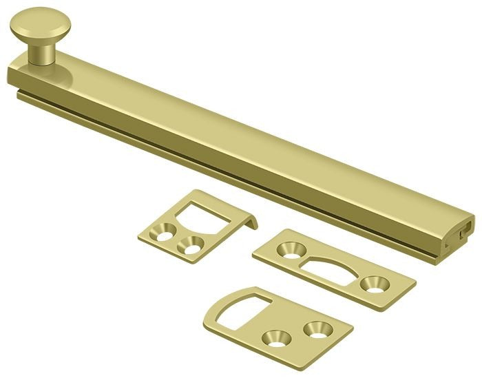 DELTANA Deltana 6SBCS3 Surface Bolt Concealed Screw 6 Inches Bright Brass