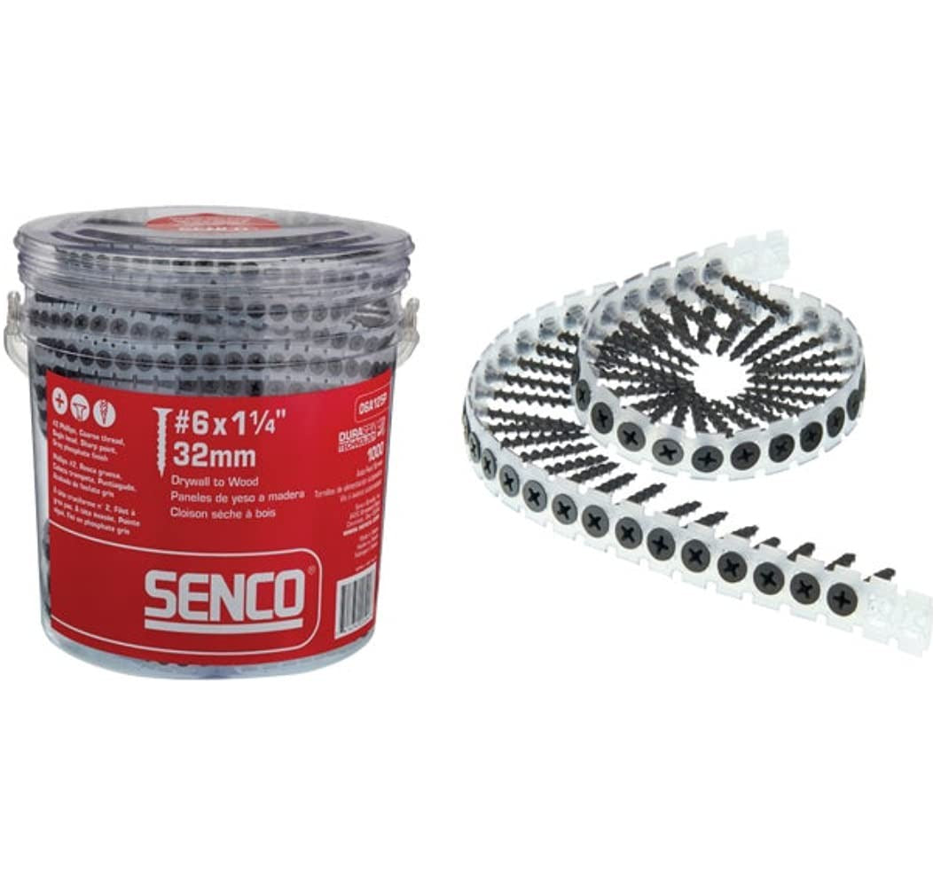 SENCO Senco 06A125P DuraSpin No. 6 1-1/4-Inch Drywall to Wood Collated Screw (1,000 per Box)