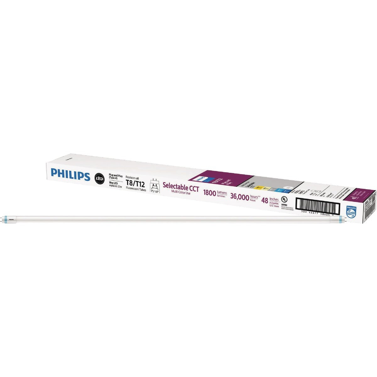 PHILIPS Philips 586057 T8 T12 Led Tube 32W 5CCT 2 Pack