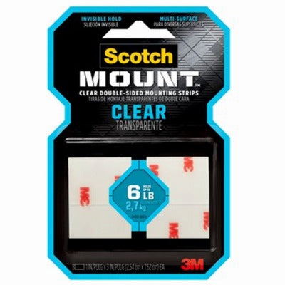 3M 3M 410H-ST Scotch-mount Clear Mounting Strips 1x3 in 8ct