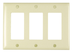 Pass & Seymour TP263LA Decorator Wallplate, Unbreakable, 3-Gang, 0.07 Nylon 6, Light Almond