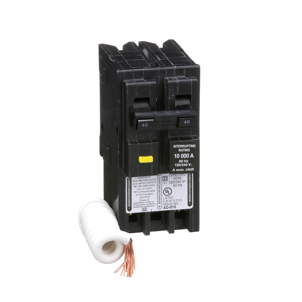 Square D HOM240GFI Miniature Circuit Breaker 40 Amp 120/240 Volt