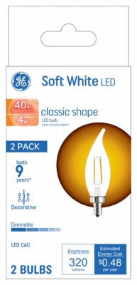 GE G E Lighting 93130409 Led Candelabra Bulb 4W 2700K 2-pack