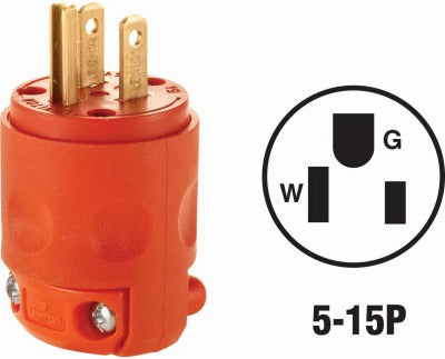 LEVITON Leviton Mfg Co 012-515PV-0OR 15A 125V Grounding Cord Plug