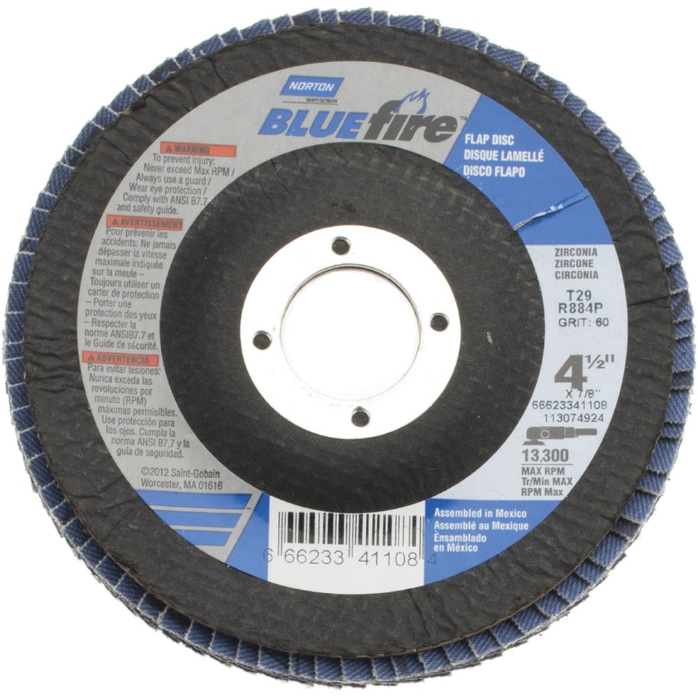 NORTON Norton 66623341108 Flap Disc 60 Grit Type 29 4.5 Inches