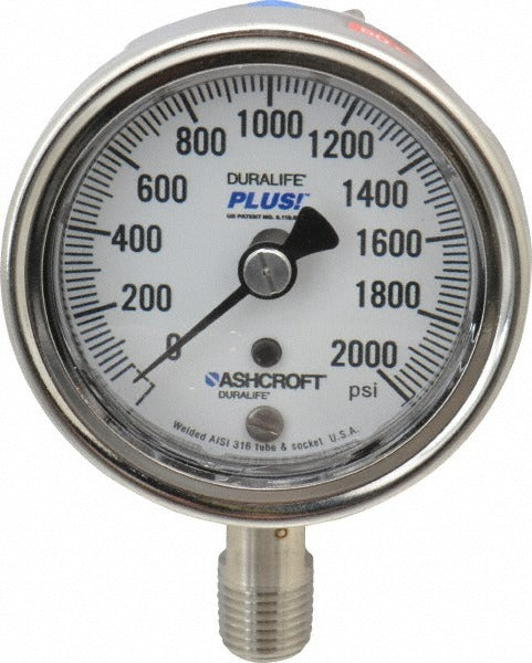 ASHCROFT Ashcroft 94232XLL Pressure Gauge 0-2000 Psi 2.5in Dial