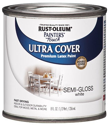 RUST-OLEUM Rust-oleum 1993-730 Semi-gloss Latex Paint White 0.5 Pint