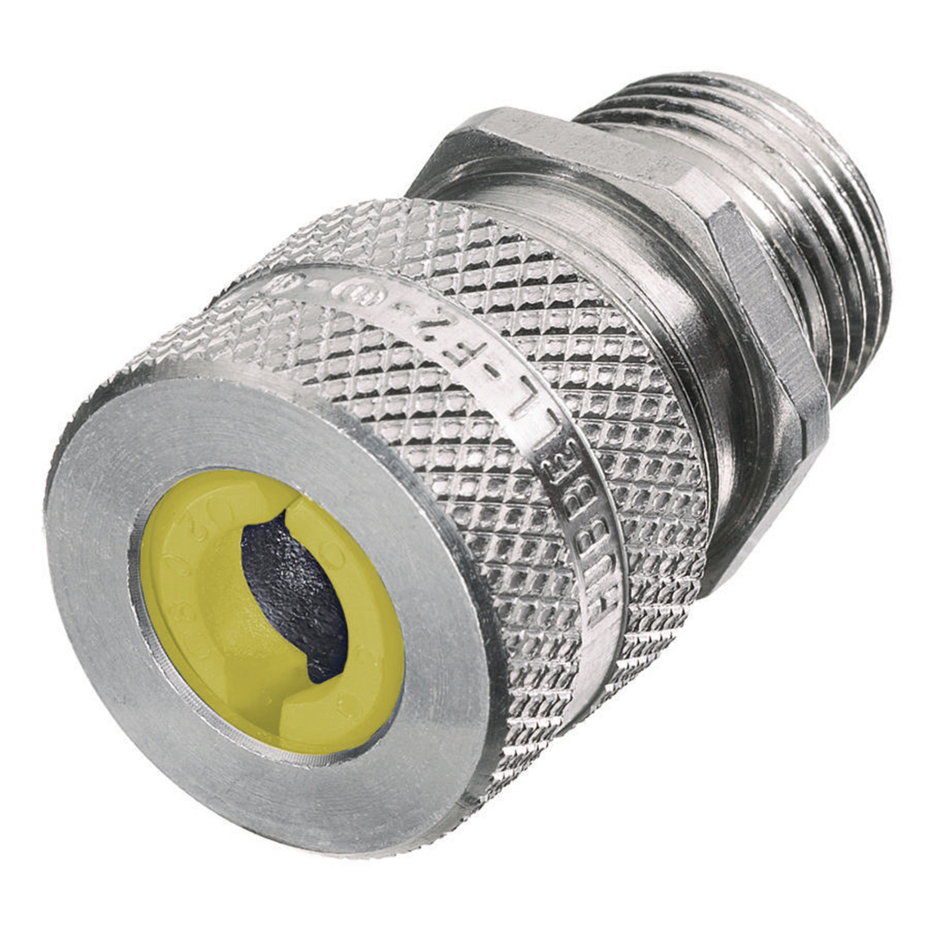 Hubbell SHC1041 1 Inch Male Threaded 0.63 to 0.75 Inch Machined Aluminum Straight Cord Connector