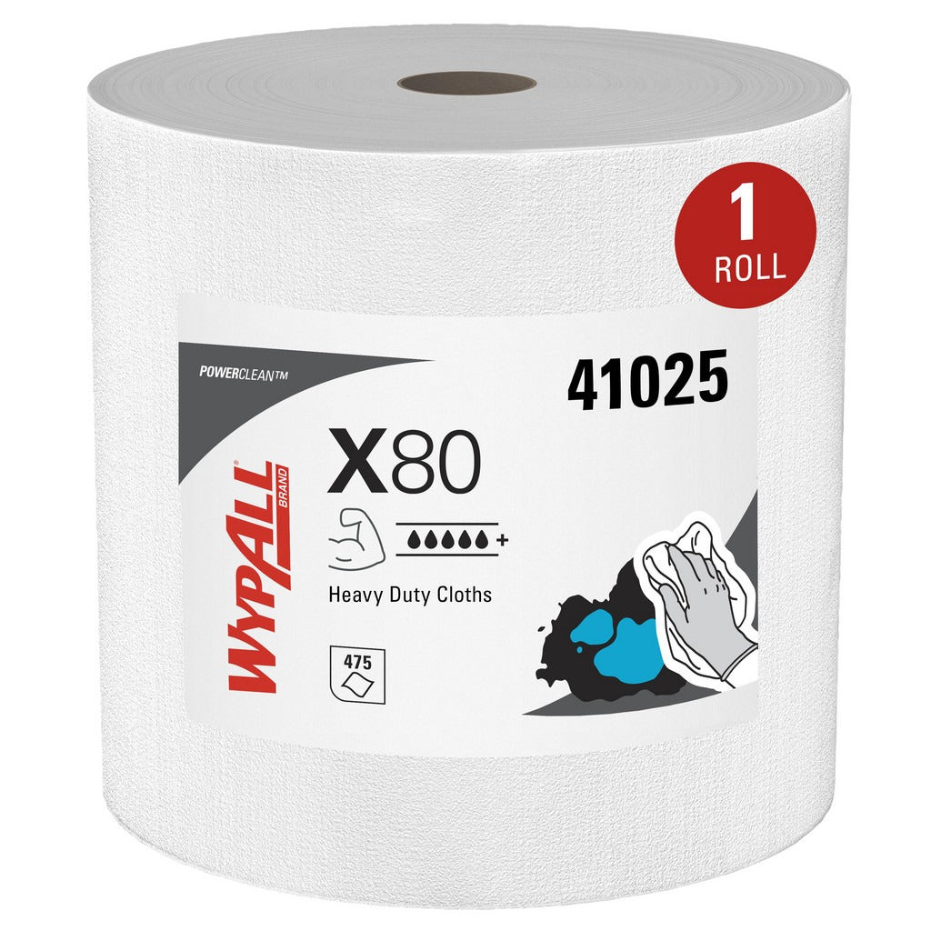 KIMBERLY-CLARK Wypall 41025 X80 Jumbo Roll Shop Towel 475 Sheets