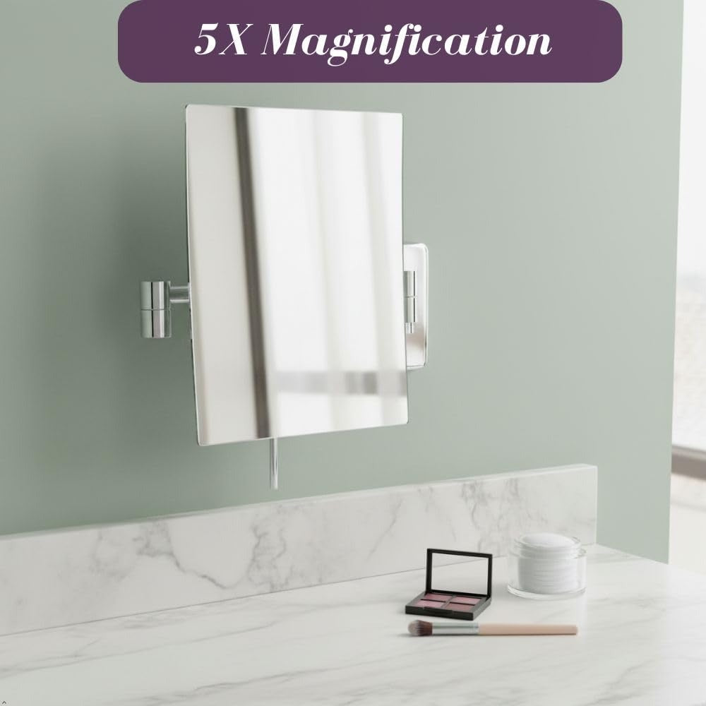 JERDON Jerdon JRT695C Wall-mounted Makeup Mirror 5X Magnification