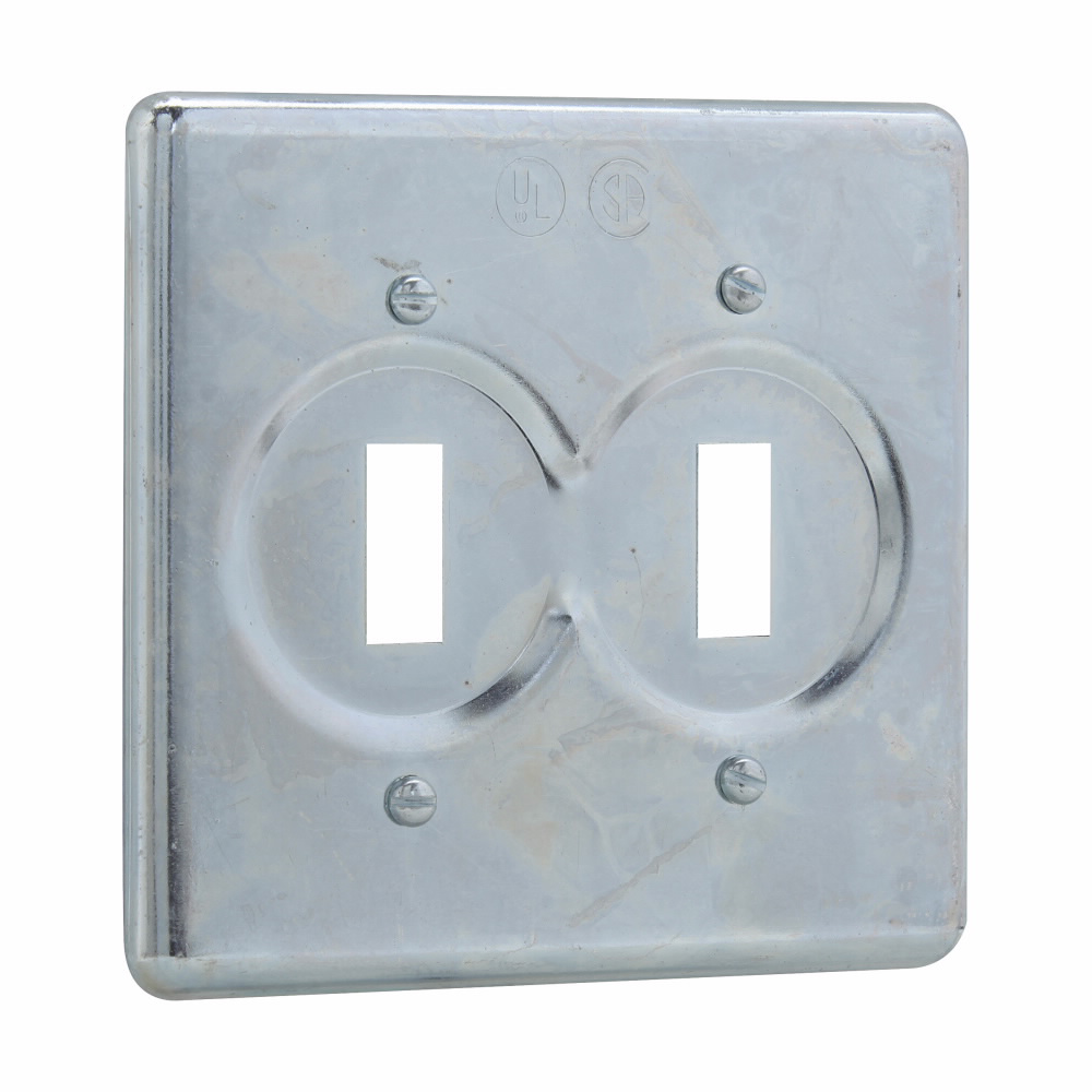 Crouse-Hinds S322 Snap Switch Cover Sheet Steel Surface Mount Two Gang