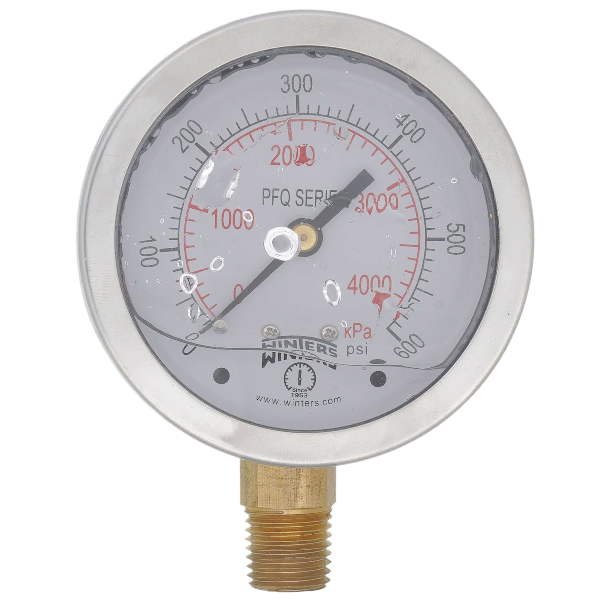 WINTERS INSTRUMENTS Winters Instruments PFQ808 Pressure Gauge 2 1/2 inches 0-600#