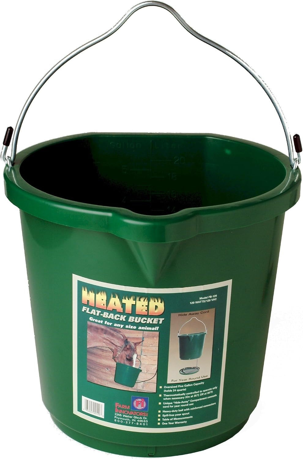 FARM INNOVATORS Farm Innovators FB-120 Heated Flat-Back Bucket 120W (5 Gallon)