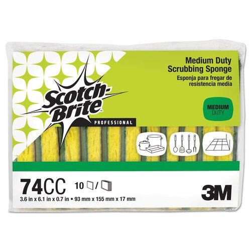 3M 3M MMM74CC Medium-Duty Scrubbing Sponge 3-1/2 x 6-1/4 (10 Pack) 74CC