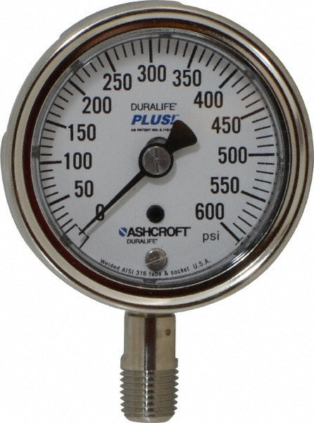ASHCROFT Ashcroft 94333XLL Pressure Gauge 0-600 Psi 2.5 in Dial