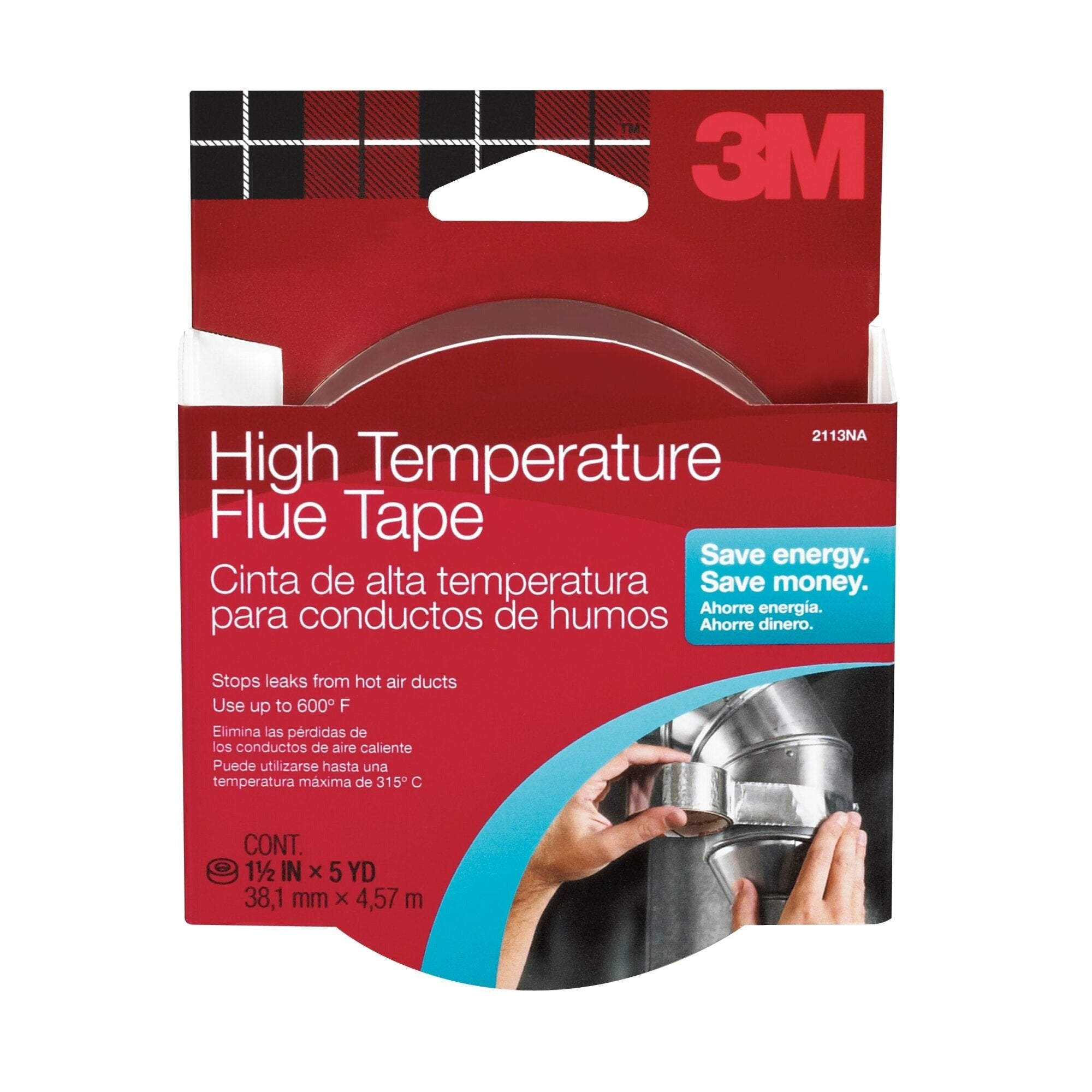 3M 3M 2113NA High Temperature Flue Tape Up to 600 degrees F (1.5 in x 5 yd)