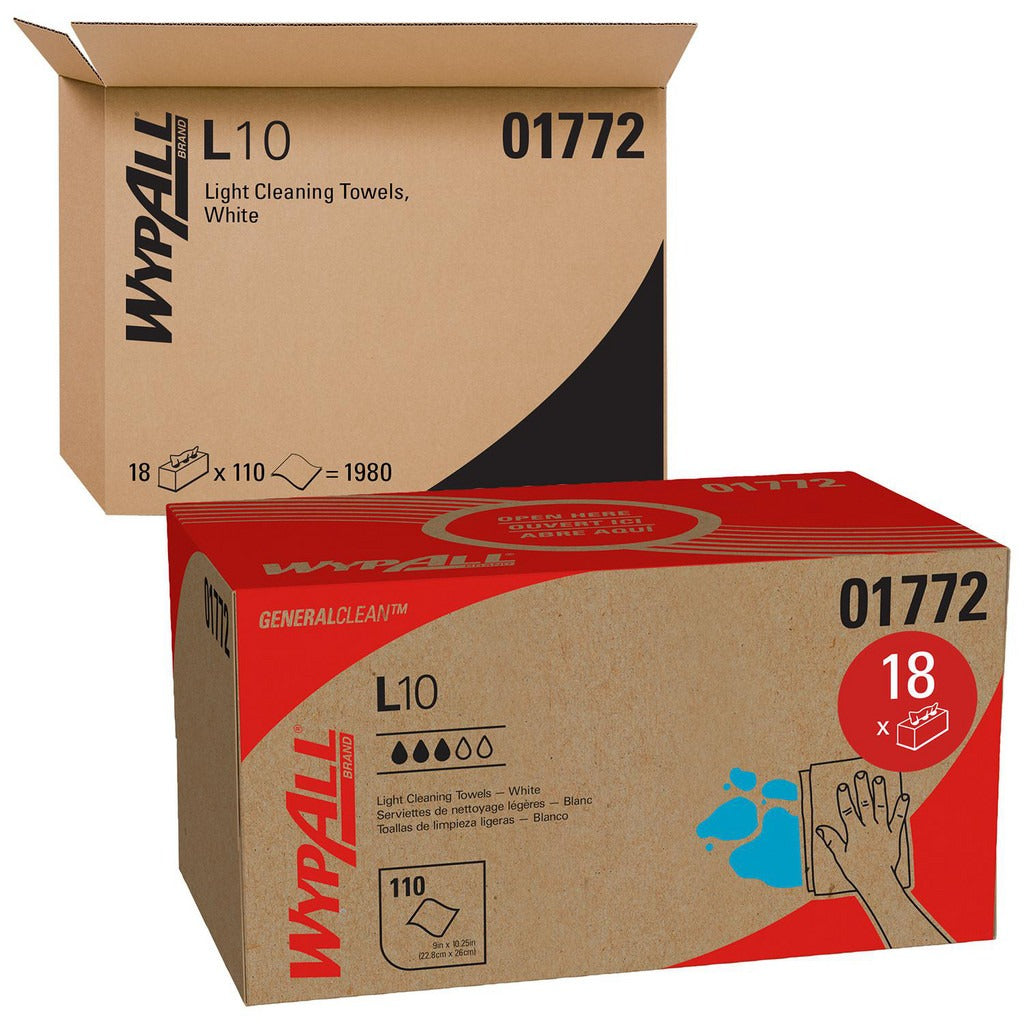 KIMBERLY-CLARK Wypall 01772 Dry Pop-up Wipes 110 Sheets White 18 Pack